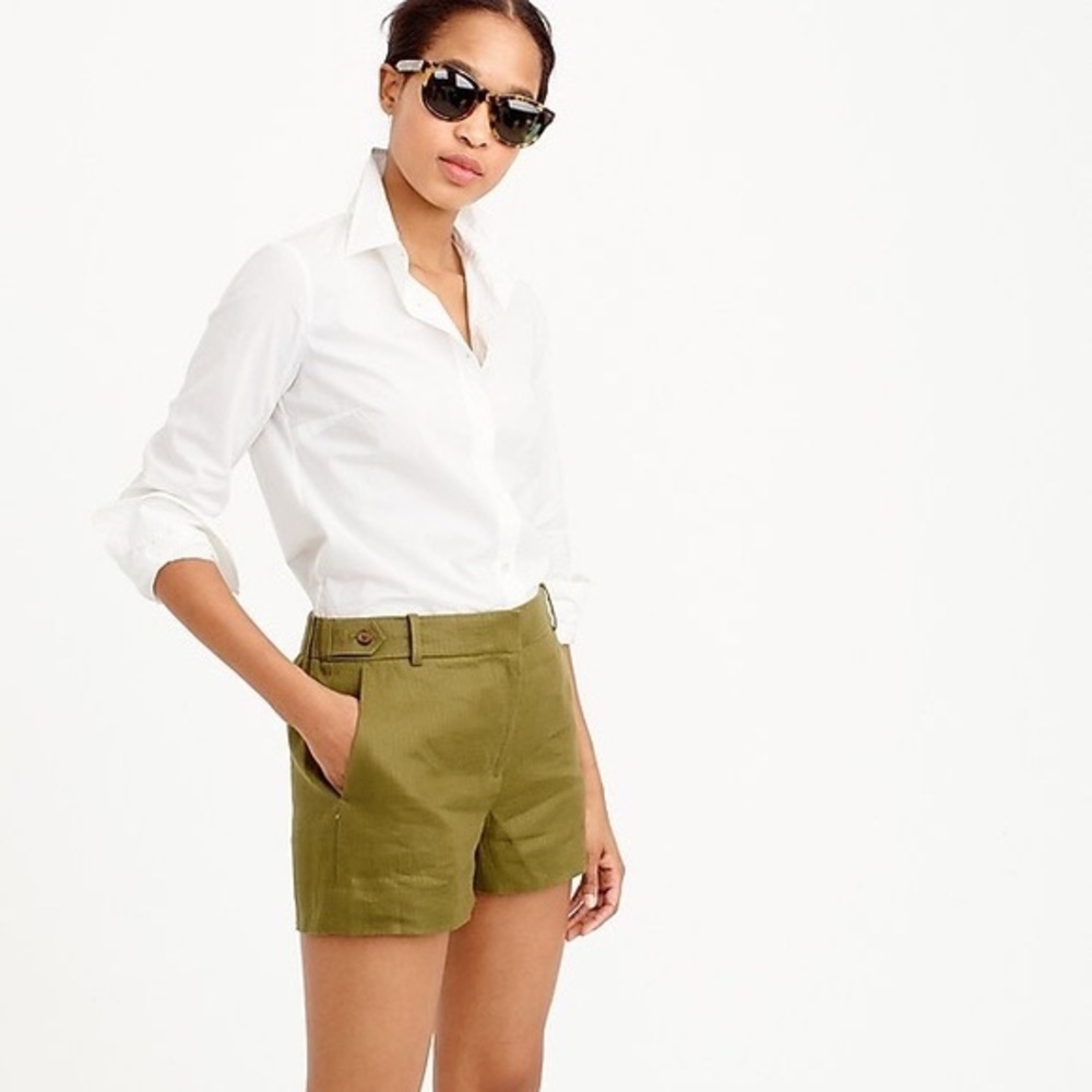 Olive Linen Tailored Shorts
